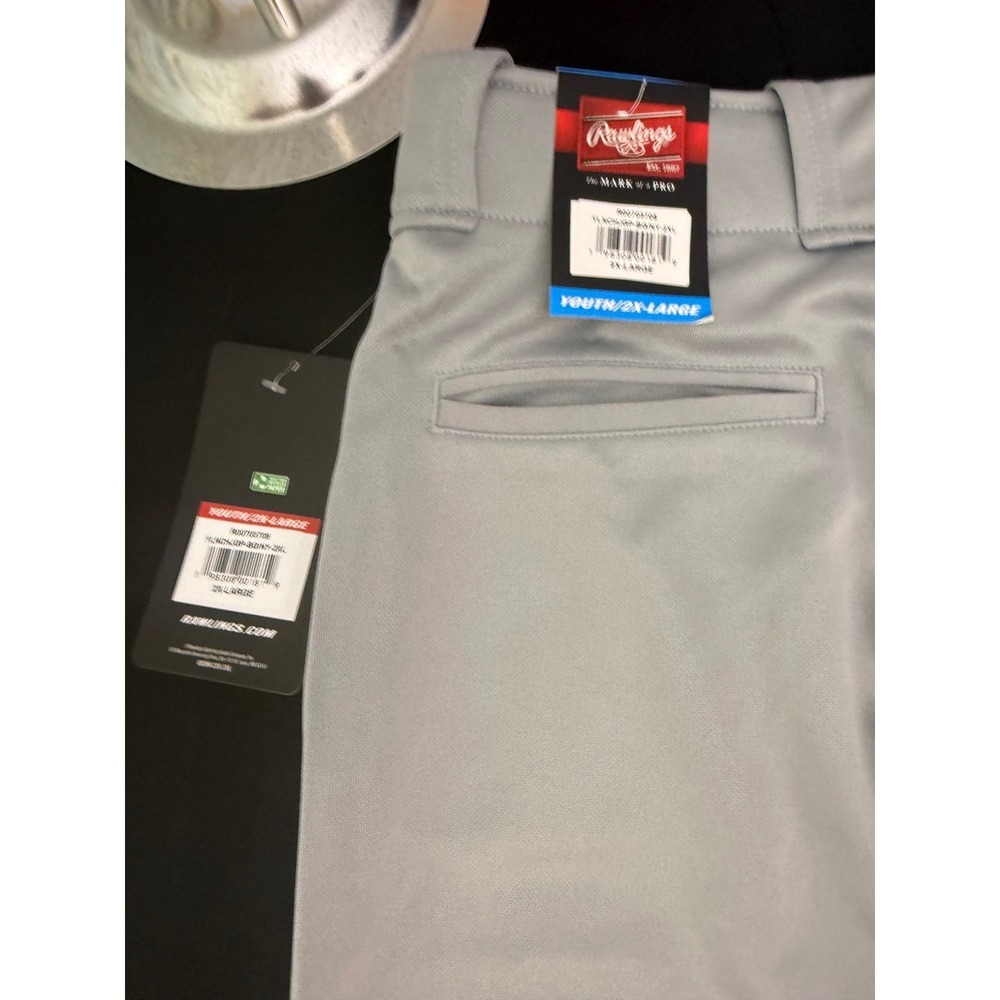 Rawlings Baseball Pants Youth 2XL Grey Navy New Piped YLNCHJGP-BG/NY-2XL - Picture 4 of 5
